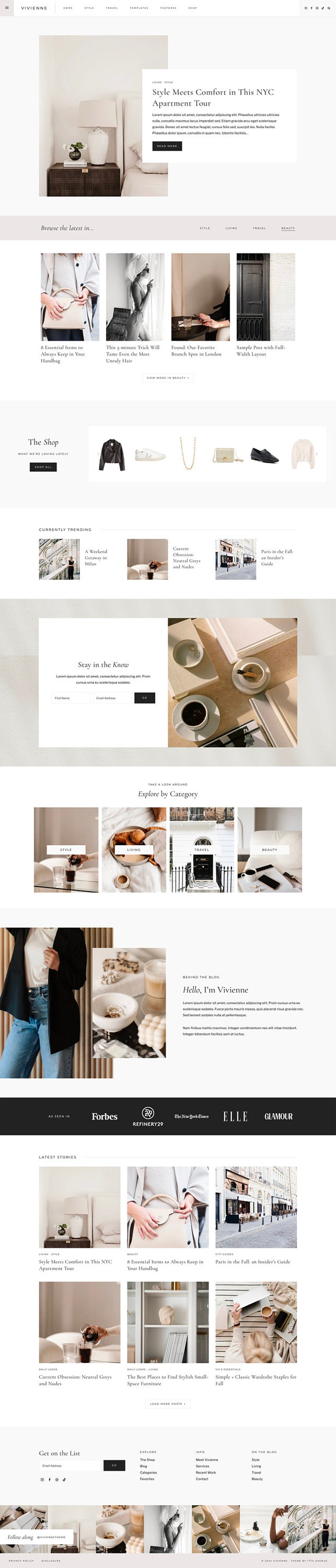 WordPress Theme for Lifestyle, Fashion, Travel, & Food Bloggers Vivienne Kadence image 4