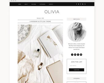Fashion Blog WordPress Theme: Genesis Child Theme - "Olivia" (Digital Download)