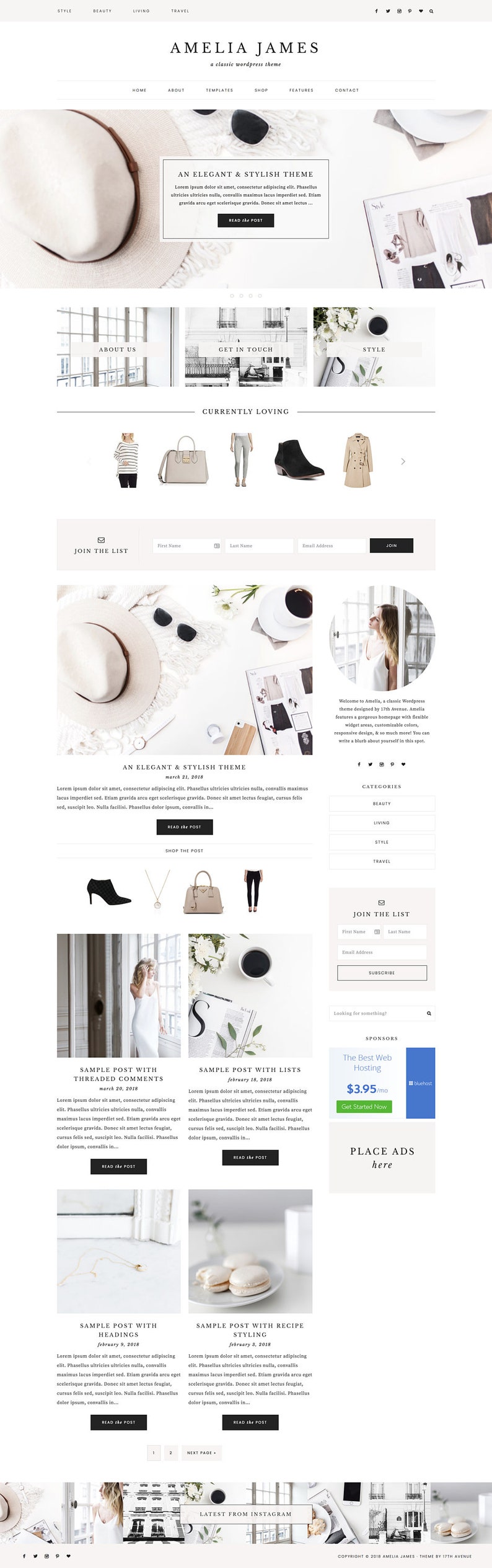 WordPress Theme WordPress Ecommerce Theme Genesis Theme Fashion Blogger Theme Amelia Instant Digital Download image 2