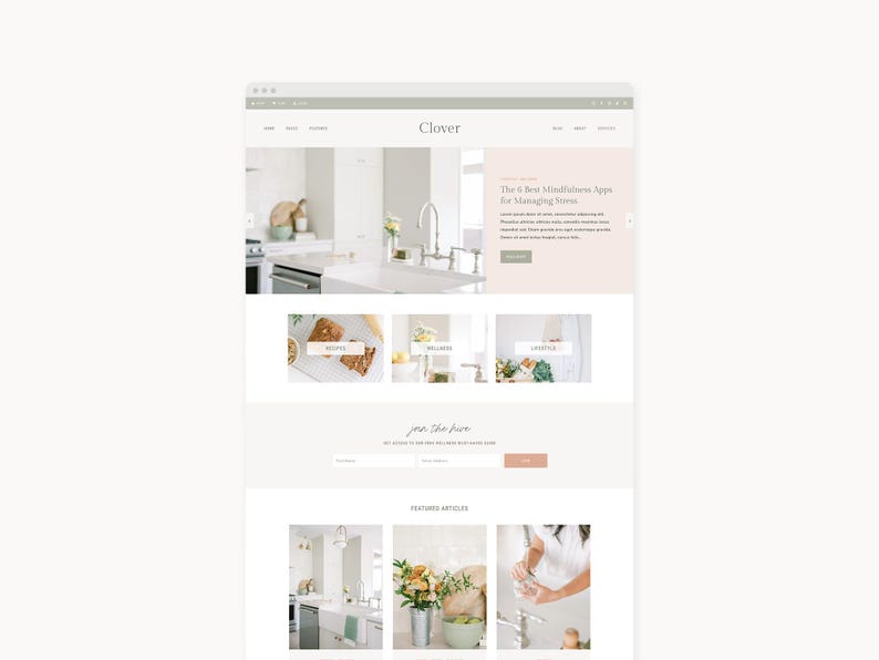 健康、食、ライフスタイルブロガーのためのWordPressテーマウェブサイトテンプレート | Clover | Kadence 画像 1