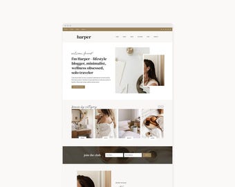 WordPress Theme Website Vorlage für Lifestyle, Mode, Reisen, & Food Blogger | Harper | Kadenz