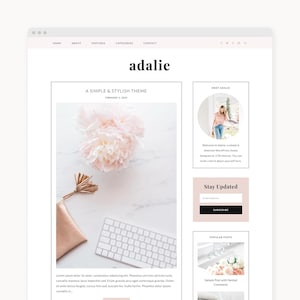WordPress Theme - Feminine WordPress Blog Theme - Genesis Theme - &quot;Adalie&quot; Instant Digital Download