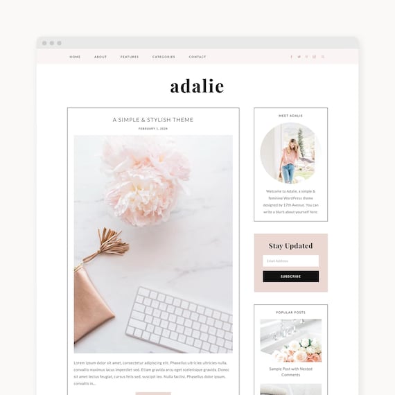 Feminine Wordpress Blog Theme: Gutenberg Styling, Genesis ...