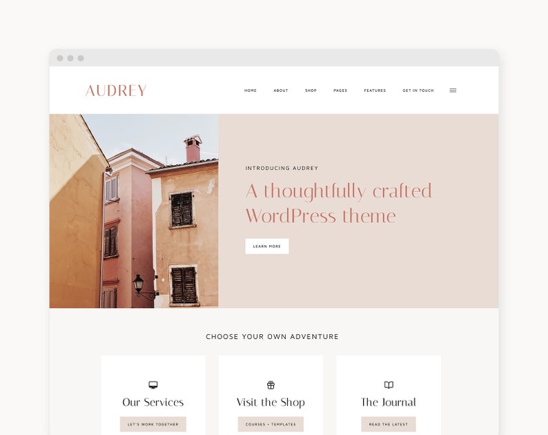 NEW! WordPress Theme - WordPress Ecommerce Theme - For Businesses, Shops, & Course Creators - Genesis Theme - 'Audrey' 