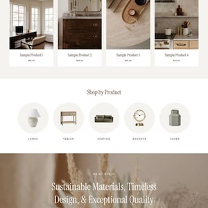 Pu&ograve; includere: Pagina iniziale del sito web di Haven, con la Fall Collection. La pagina presenta vari articoli per l'arredamento della casa, tra cui lampade, tavoli, sedute e vasi. Il sito mette in evidenza materiali sostenibili e design senza tempo.