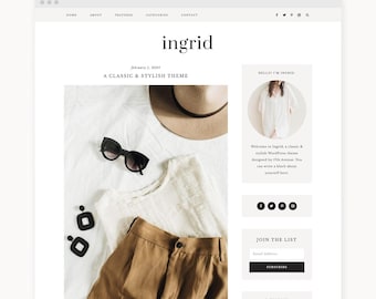 Feminine Fashion Blog WordPress Theme: "Ingrid" Genesis Theme (Digital Download)