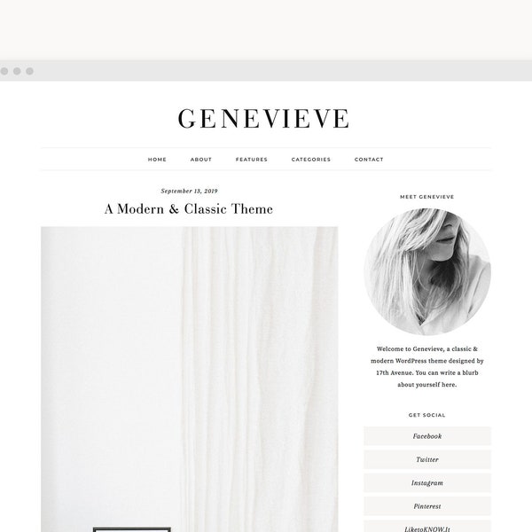 WordPress Theme - Fashion WordPress Blog Theme - Genesis Theme - "Genevieve" Instant Digital Download