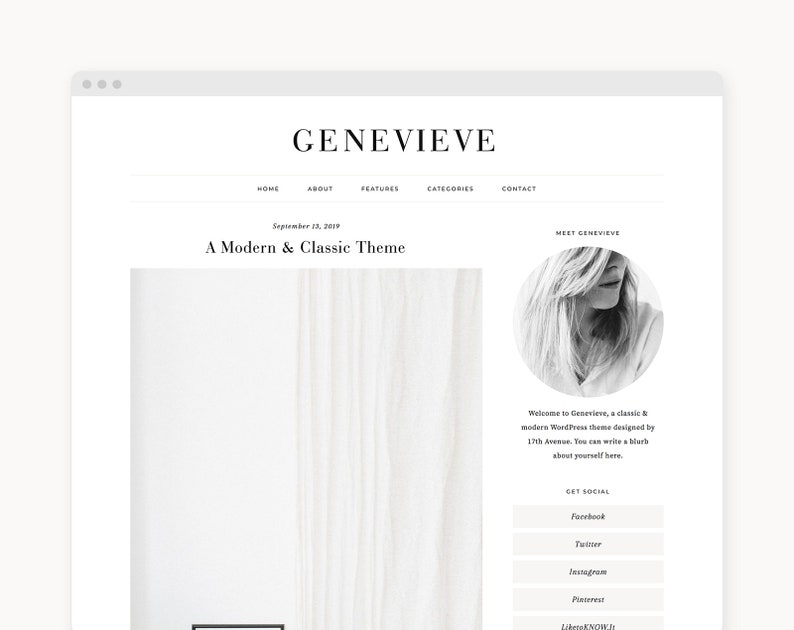 WordPress Theme Fashion WordPress Blog Theme Genesis Theme Genevieve Instant Digital Download image 1