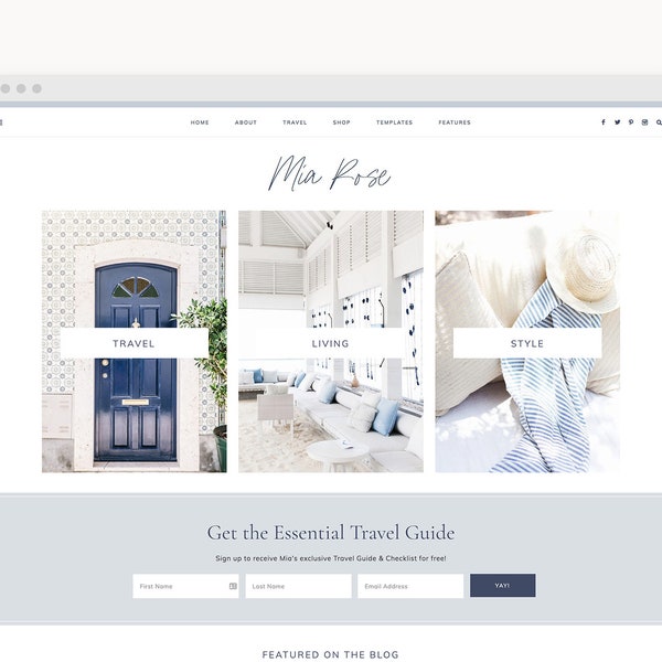 WordPress Theme - WordPress Ecommerce Theme - Travel, Fashion, & Food Theme - Genesis Theme - "Mia"