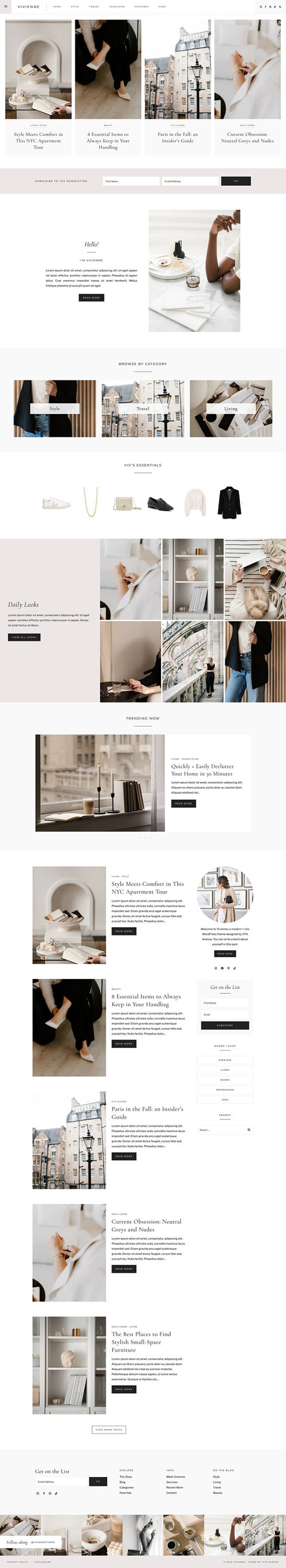 WordPress Theme for Lifestyle, Fashion, Travel, & Food Bloggers Vivienne Kadence image 3