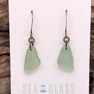 Sea Glass Earrings |  Sage Green | Beach Glass Earrings | RARE | LARGE SIZE | Antique Copper Earrings  | Unique | Boho Earrings |