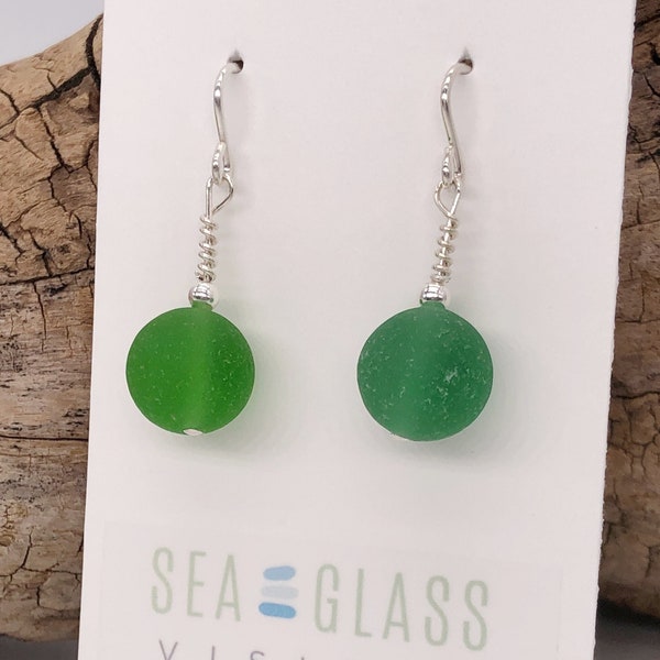 Pee Wee Marble Earrings  | Dainty | Japanese | Sea Glass Marbles  | Green | Beach Glass Earrings | Sterling | Unique |