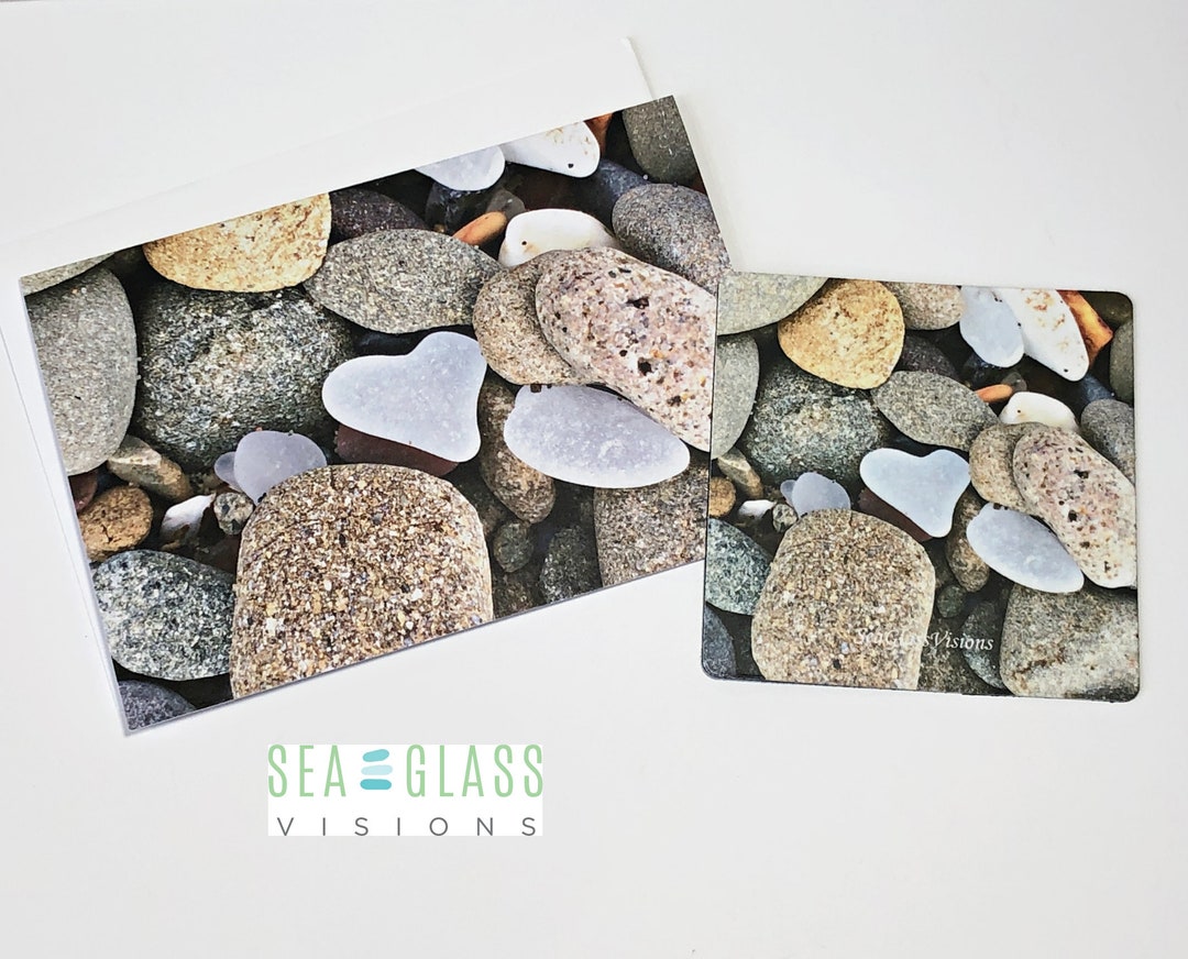 Genuine Beach Sea Glass Heart Note Card: Beach Photo, All Occasion - Etsy