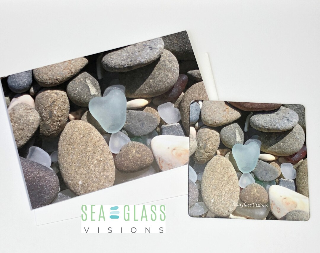 Genuine Beach Sea Glass Heart Note Card: Beach Photo, All Occasion - Etsy