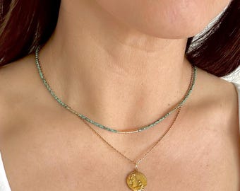 Seed Bead Necklace, Matte Bead Layering Necklace, Thin Beaded Necklace, Gold and Color Seed Bead Necklace, Necklace for Layering,