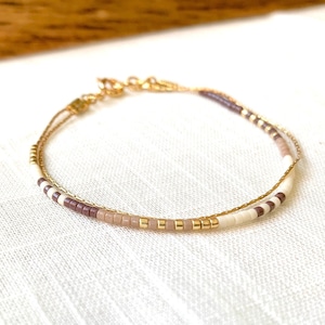 Thin Beaded Double Bracelet, Delicate Beaded Bracelet, Tiny Beaded Minimalist Bracelet, Dainty Bracelet with Seed Beads