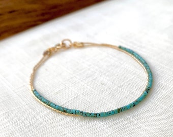 Turquoise Thin Beaded Double Bracelet, Delicate Beaded Bracelet, Tiny Beaded Minimalist Bracelet, Dainty Bracelet with Seed Beads