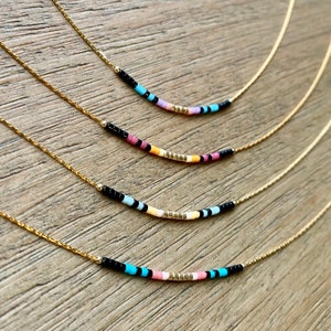 Thin Beaded Multicolor Necklace, Delicate Colorful Beaded Necklace, Small Beaded Necklace, Seed Bead Necklace, Beaded Chain Necklace Bild 4