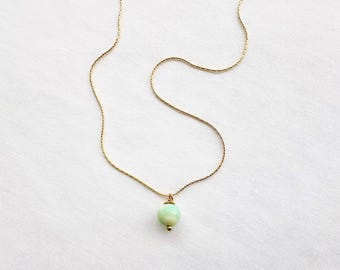 Delicate Amazonite Necklace, Thin Gold Chain Necklace with Amazonite Crystal