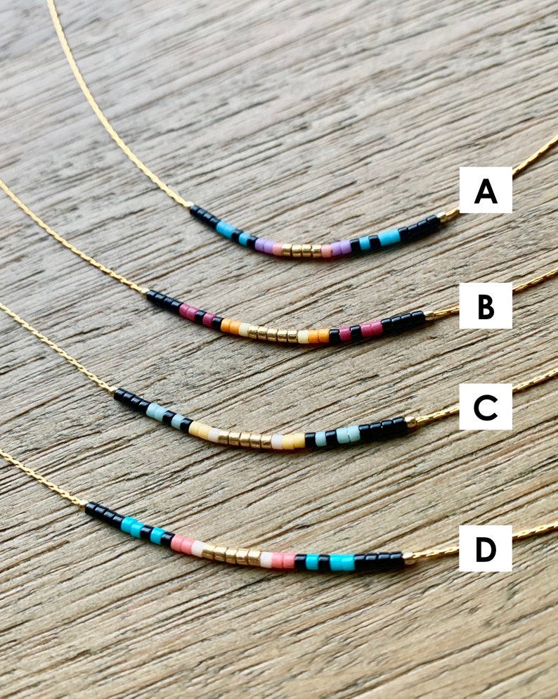 Thin Beaded Multicolor Necklace, Delicate Colorful Beaded Necklace, Small Beaded Necklace, Seed Bead Necklace, Beaded Chain Necklace Bild 6