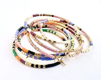 Tropical Beaded Hoop Earrings, Large Seed Bead Hoops, Colorful Beaded Hoops, Beaded Hoop Earrings, Seed Bead Hoop Earrings