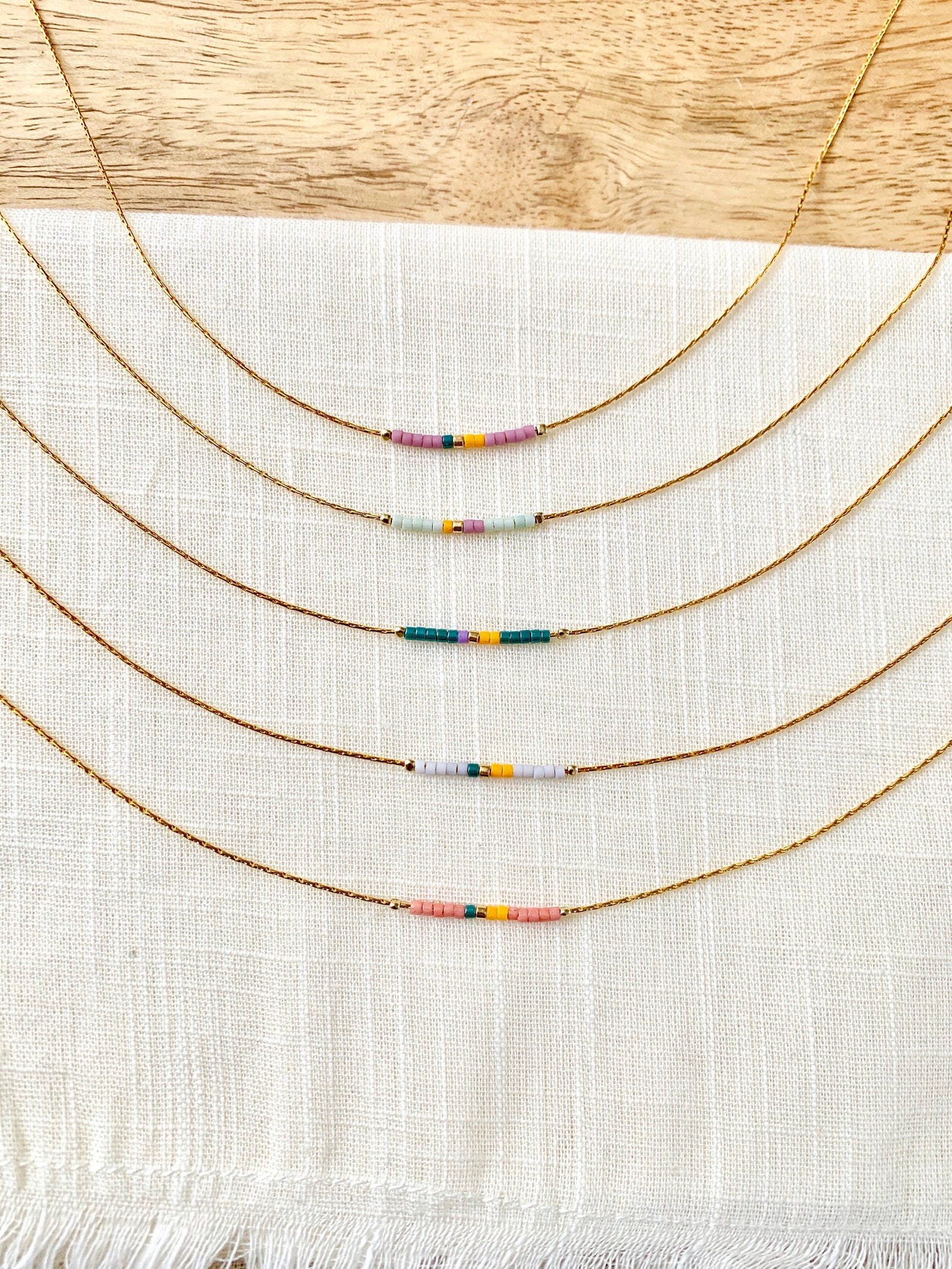 Colorful Beaded Necklace Perfect Minimalist Beaded Necklace Etsy