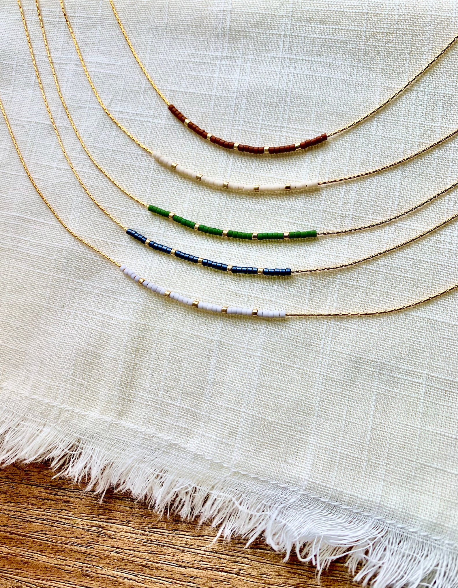 delicate neutral matte beaded necklace