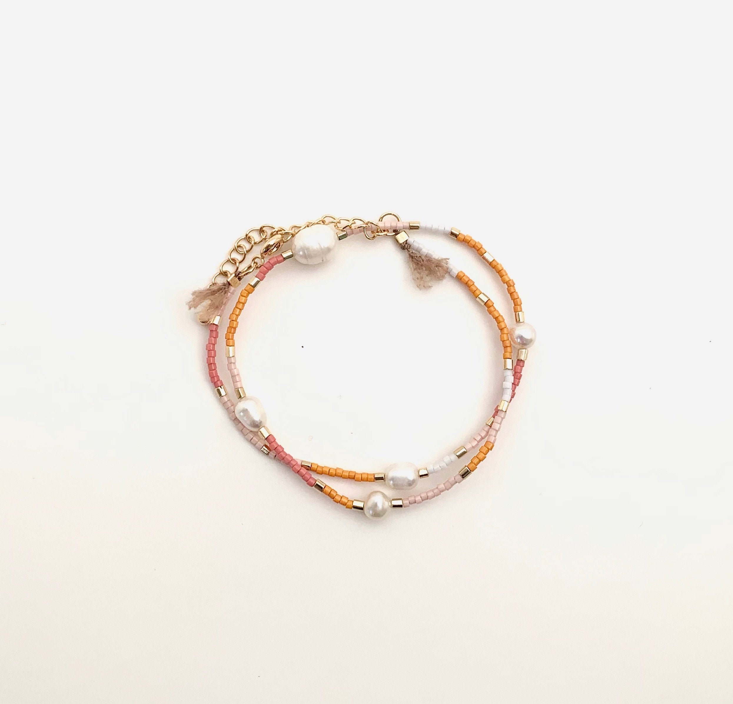 Citrus Multi-Color Pearl Necklace / Wrap Bracelet Seed bead | Etsy