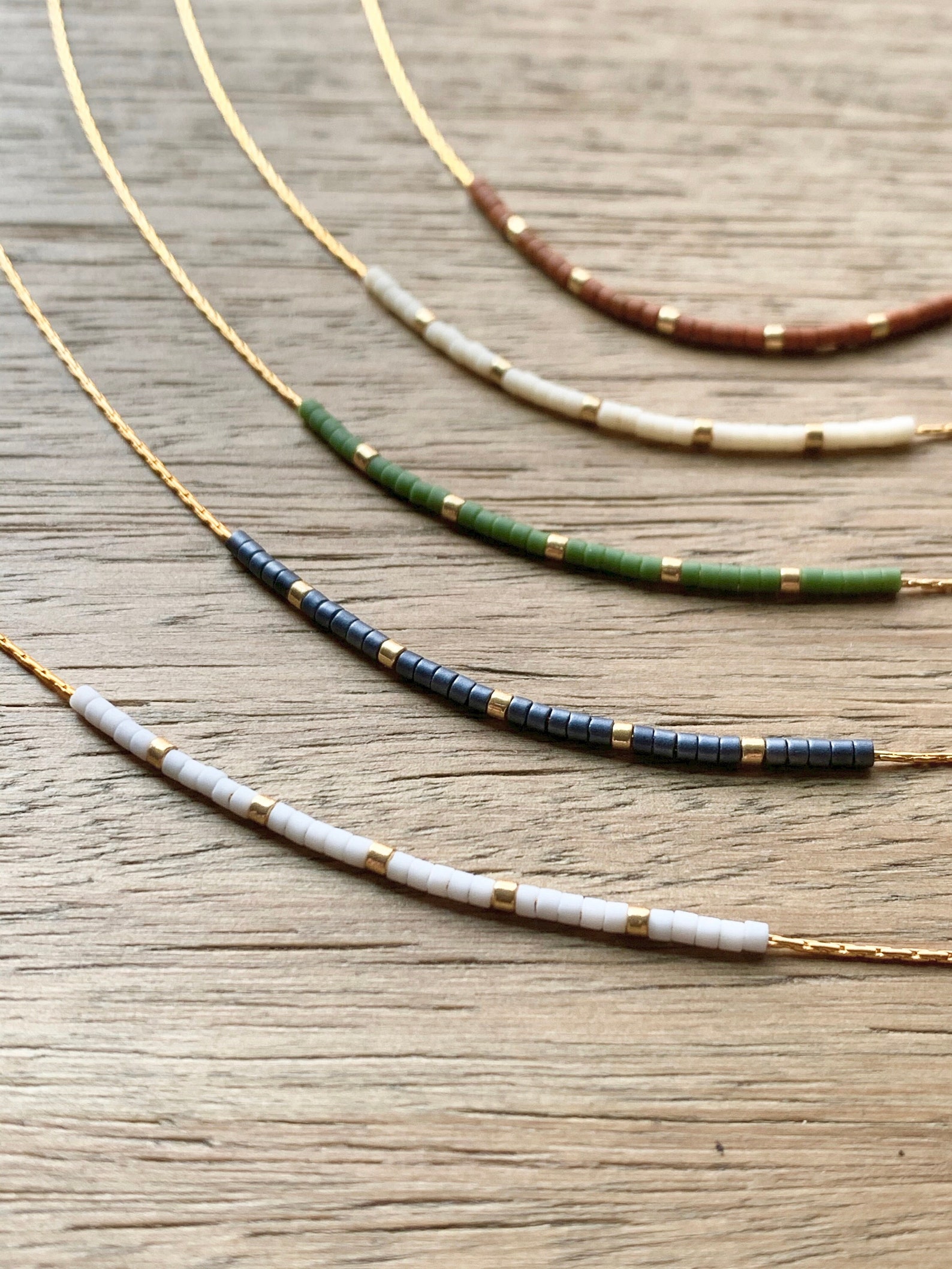 Neutral Matte Beaded Necklace Minimalist Beaded Necklace | Etsy