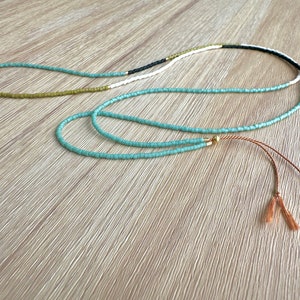 Long Beaded Wrap Bracelet / Necklace in Sea Foam, Thin Bead Necklace, Long Beaded Necklace, Long Wrap Bracelet, Minimalist Wrap Bracelet