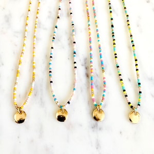 Multi-Color Seed Bead Necklace, Colorful Beaded Necklace, Bright Bead Necklace, Tassel Necklace, Multi-Colored Bead Choker, Collar Necklace