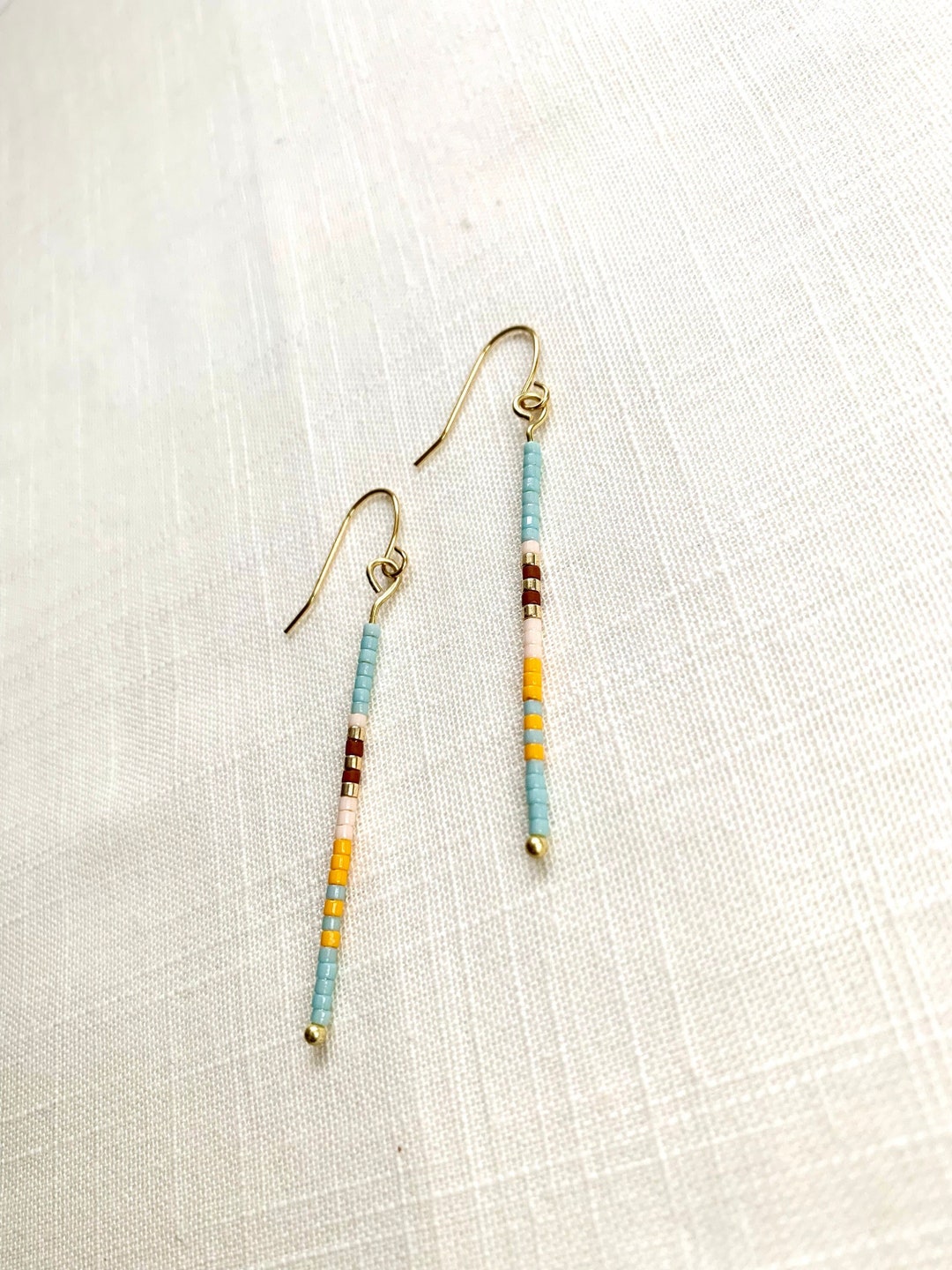 Minimalist Drop Earrings, Long Beaded Earrings, Minimalist Beaded