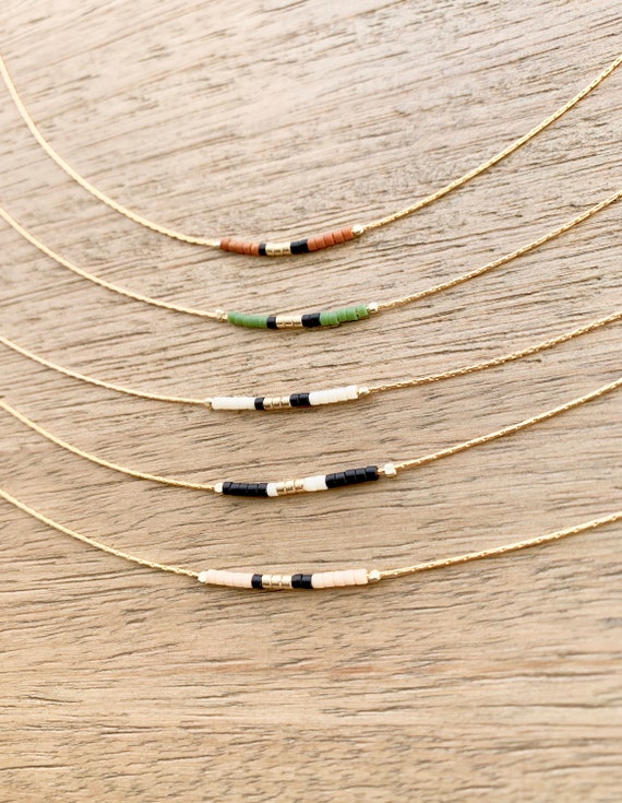 Delicate beaded necklace hot sale