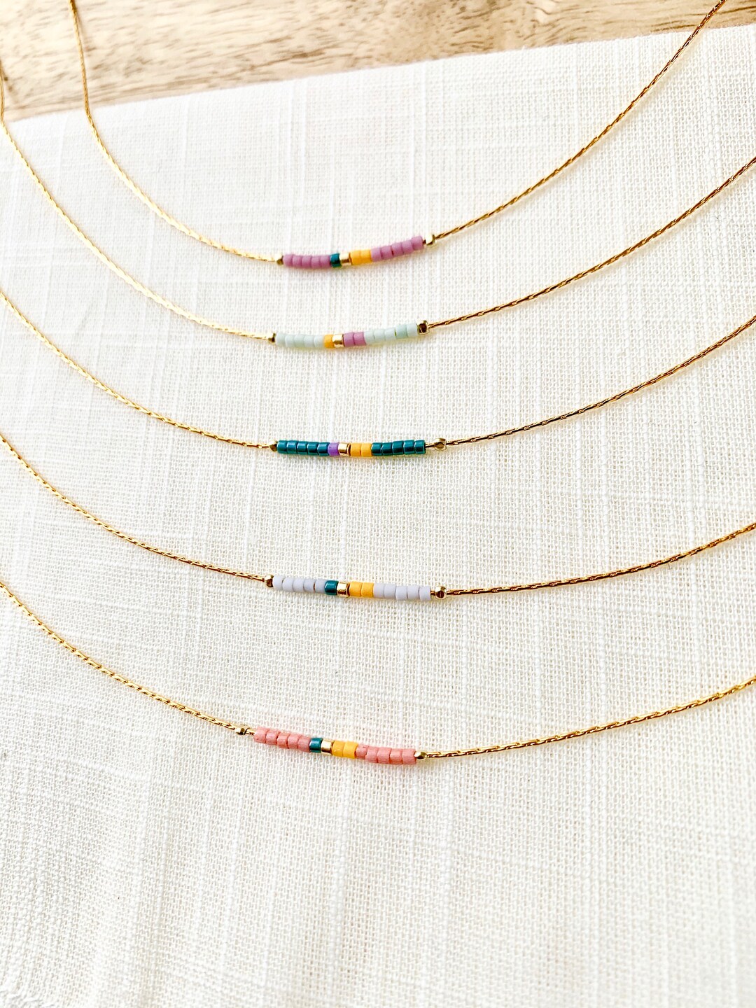 Colorful Beaded Necklace, Perfect Minimalist Beaded Necklace, Thin