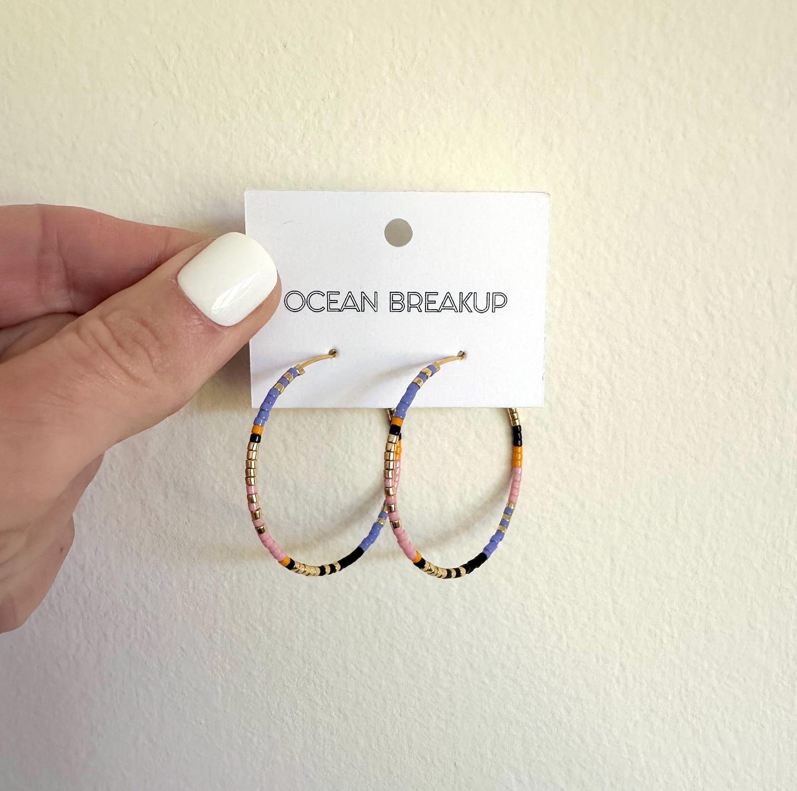 Tropical Beaded Hoop Earrings, Large Seed Bead Hoops, Colorful Beaded ...