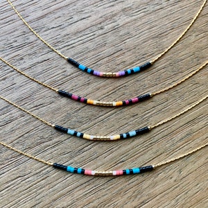 Thin Beaded Multicolor Necklace, Delicate Colorful Beaded Necklace, Small Beaded Necklace, Seed Bead Necklace, Beaded Chain Necklace Bild 7