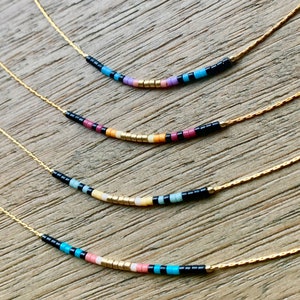 Thin Beaded Multicolor Necklace, Delicate Colorful Beaded Necklace, Small Beaded Necklace, Seed Bead Necklace, Beaded Chain Necklace Bild 2