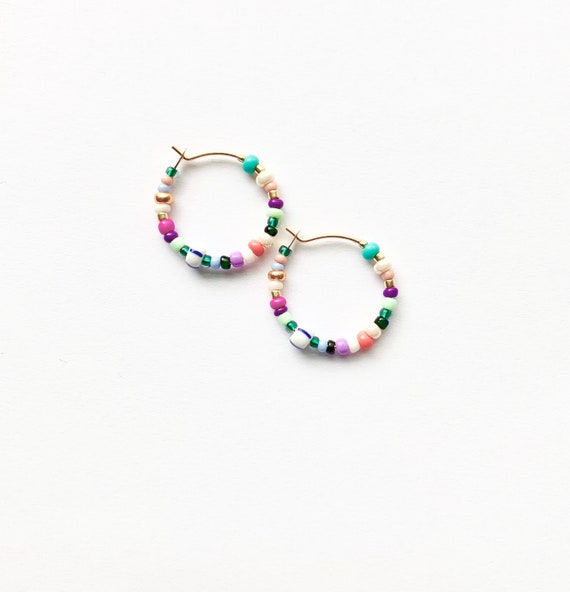 Small Beaded Hoop Earrings Small Beaded Hoop Earrings