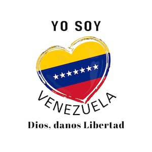 Yo soy Venezuela Dios danos Libertad Diseno Digital Listo para Imprimir Bandera 7 estrellas Corazon Tricolor para Fondo Blanco y Fondo Negro