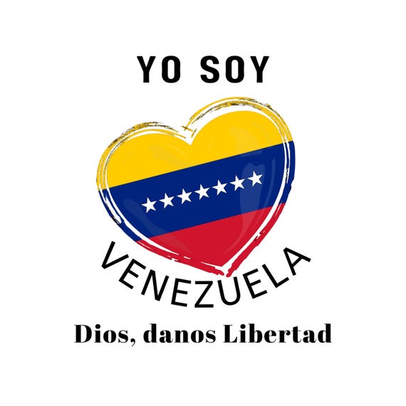 Yo soy Venezuela Dios danos Libertad Diseno Digital Listo para Imprimir Bandera 7 estrellas Corazon Tricolor para Fondo Blanco y Fondo Negro