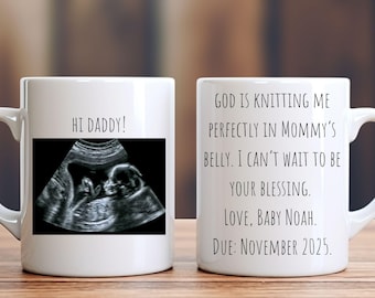 Custom Baby Ultrasound Ceramic Mug for Dad, Father&#39;s Day Gift, New Dad Present, 11oz, 15oz, Pregnancy Announcement Mug, Baby Shower Gift