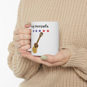 Taza Personalizada con Diseño de Venezuela de Siete Estrellas Tricolor y el Cuatro Venezolano Venezuelan Mug, Souvenir, B'day Gift, for Her image 9