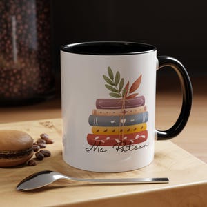 Personalized Floral Books Mug, Favorite Bookshelf Coffee Mug, Custom Tittle & Name Librarian Bookworm Gift for Reader, Gift for Book Lovers