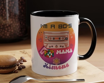 Retro 80er Jahre Vintage Mom Akzent Kaffeetasse, Vintage Geschenk, Geschenk für Oma, Freund Geschenk, Geschenk für Cooworker, Weihnachtsgeschenk