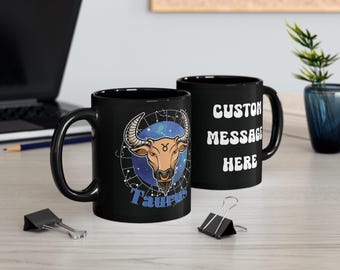 Personalized Taurus Zodiac Signs Black Mug Custom Zodiac Sign Mug Personalized Name Season Astrology Birthday Gift Mug Gifts for Boyfriend