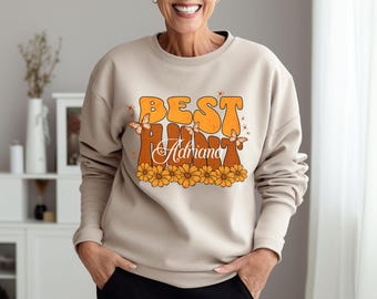 Personalized Best Aunt Flower Sweatshirt Retro Style, Auntie Announcement, Auntie Gifts, Mother's Day Gift New Auntie Gift Custom Aunt Gift