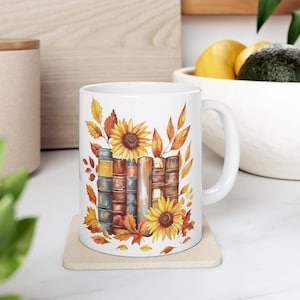 Personalized Book coffee cup, Gift for Bookworm Readers, Custom Bookshelf Floral mug, Bookish Merch for Librarian Teacher Mum Birthday Gift