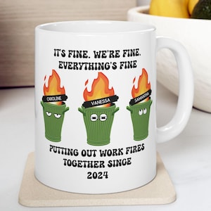 Custom Mug for Favorite Coworker, Funny Boss Gift Trash Can Fire Putter-Outer Mug,  Supervisor Gift, Personalized Colleague Mug, Coffee Cup