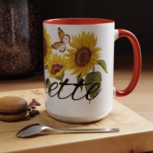 Customized Wrap Up Coffee Mug with Sunflowers Personalized Sunflower Lover Gift Sunflower Coffee Mug Sunflower Gift For Her Sunflower Gifts