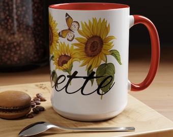 Customized Wrap Up Coffee Mug with Sunflowers Personalized Sunflower Lover Gift Sunflower Coffee Mug Sunflower Gift For Her Sunflower Gifts